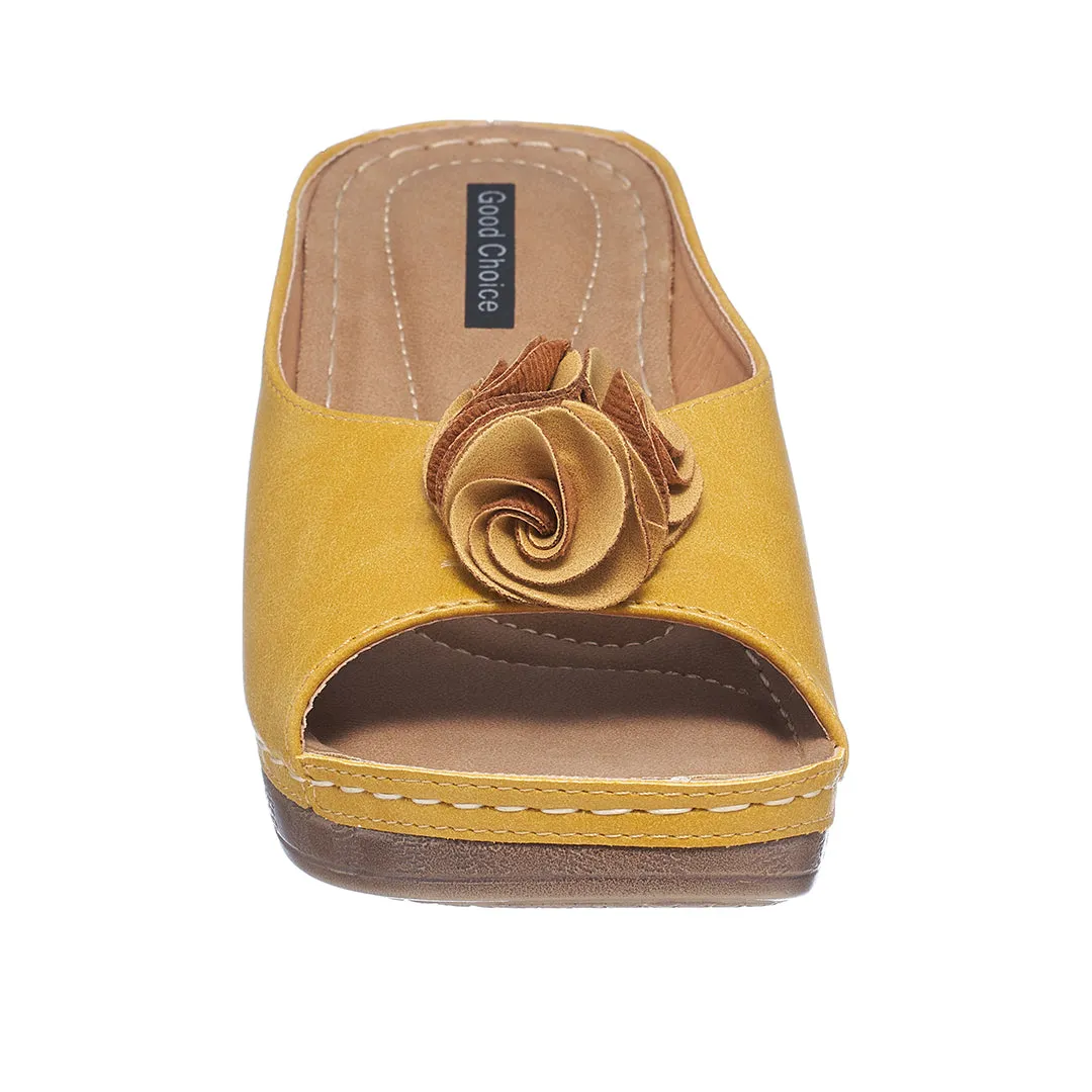 Sydney Yellow Wedge Sandals