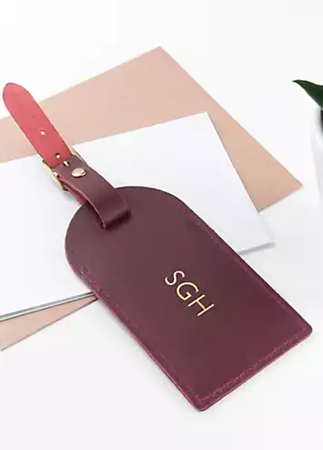 Treat Republic Personalised Burgundy Foiled Leather Luggage Tag | Kaleidoscope