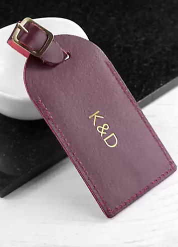 Treat Republic Personalised Burgundy Foiled Leather Luggage Tag | Kaleidoscope