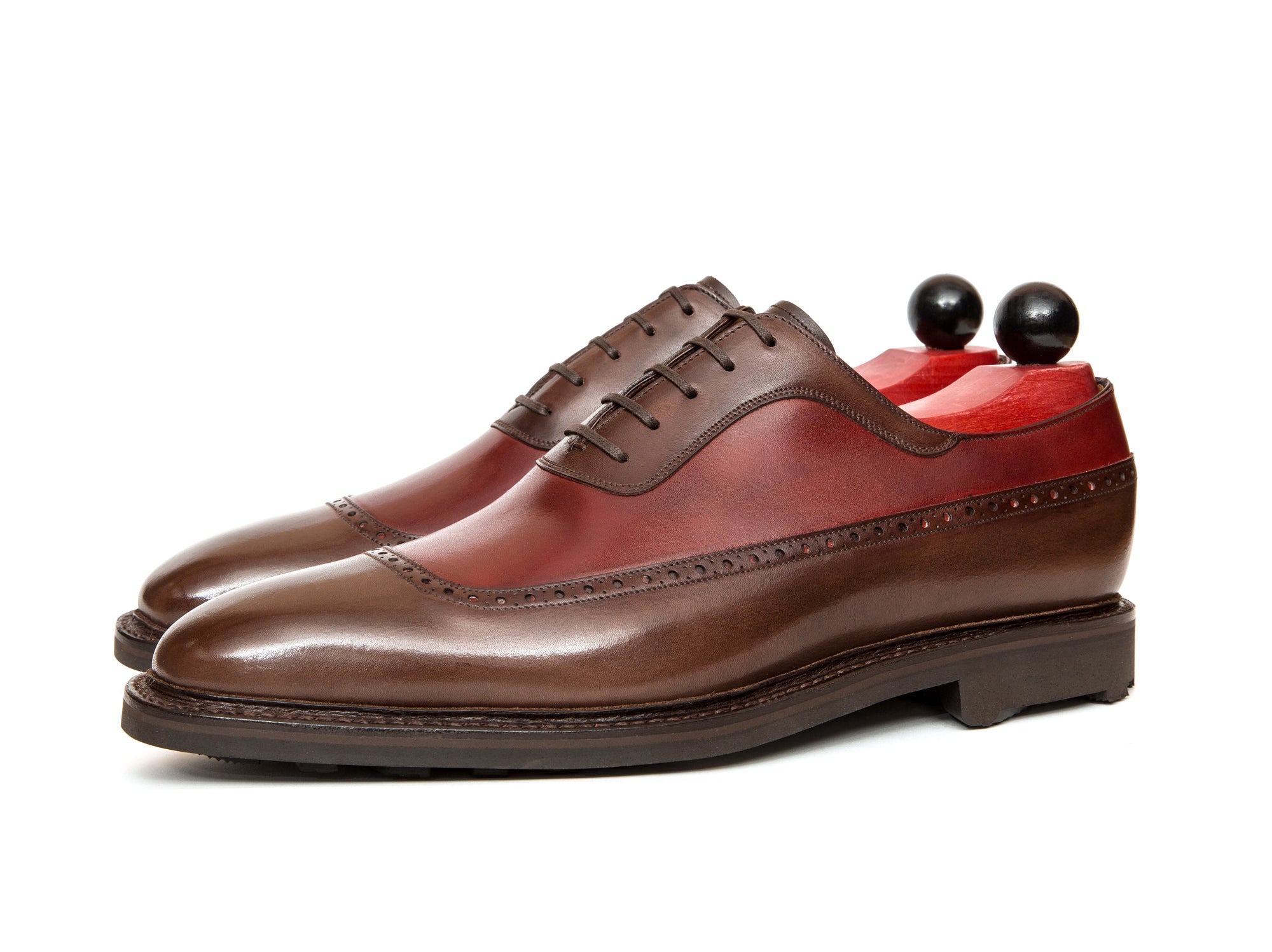 Tulloss - MTO - Shaded Brown Calf / Burgundy Calf - LPB Last - Rugged Rubber Sole