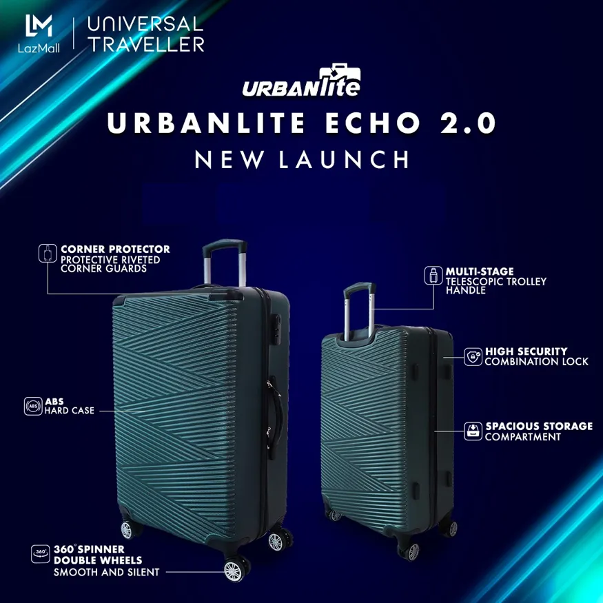 URBANlite Echo 2.0 24+28Bundle | 8-Wheel Spinner | Corner Guard | Hard Case Luggage