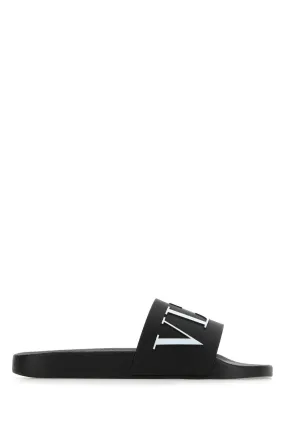 Valentino Garavani Black Rubber Slippers