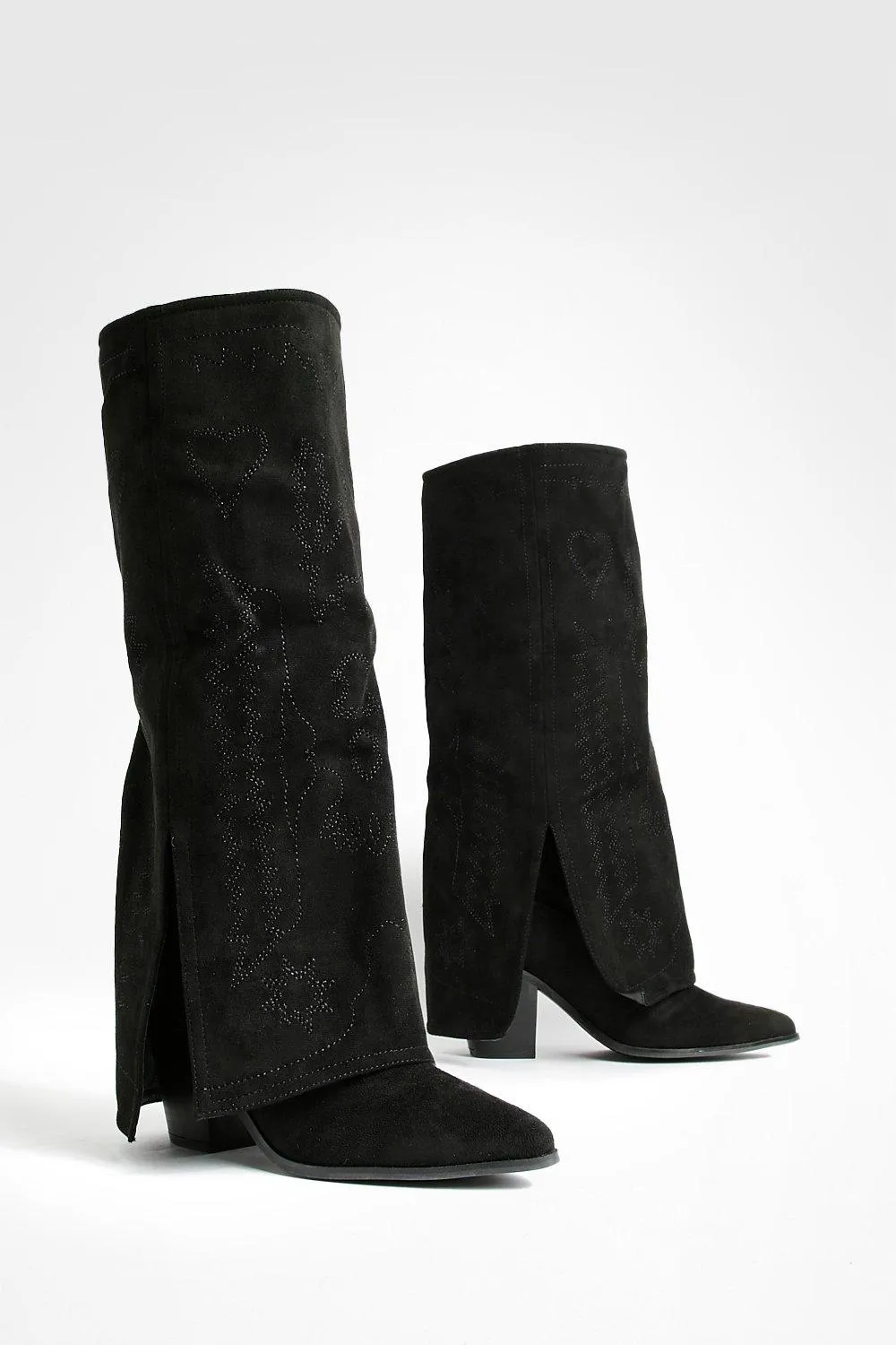 Wide Width Foldover Western Knee High Boots