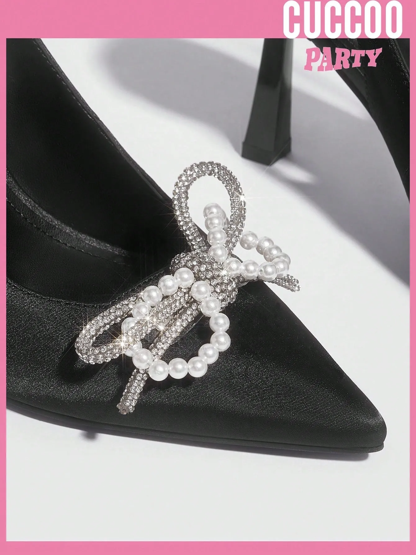 Woman Shoes Fashionable Black High Heel Pumps Embellished With Bowknot, Beads & Flowers Perfect For Wedding & Valentine'S Day Fo