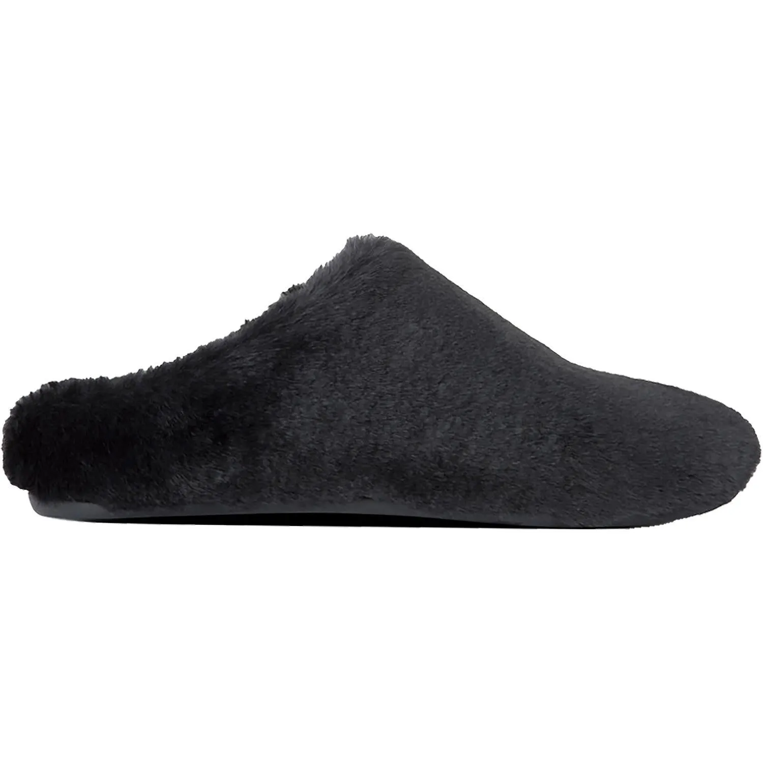 Women's Fit Flop Furry Slippers Black Faux Fur