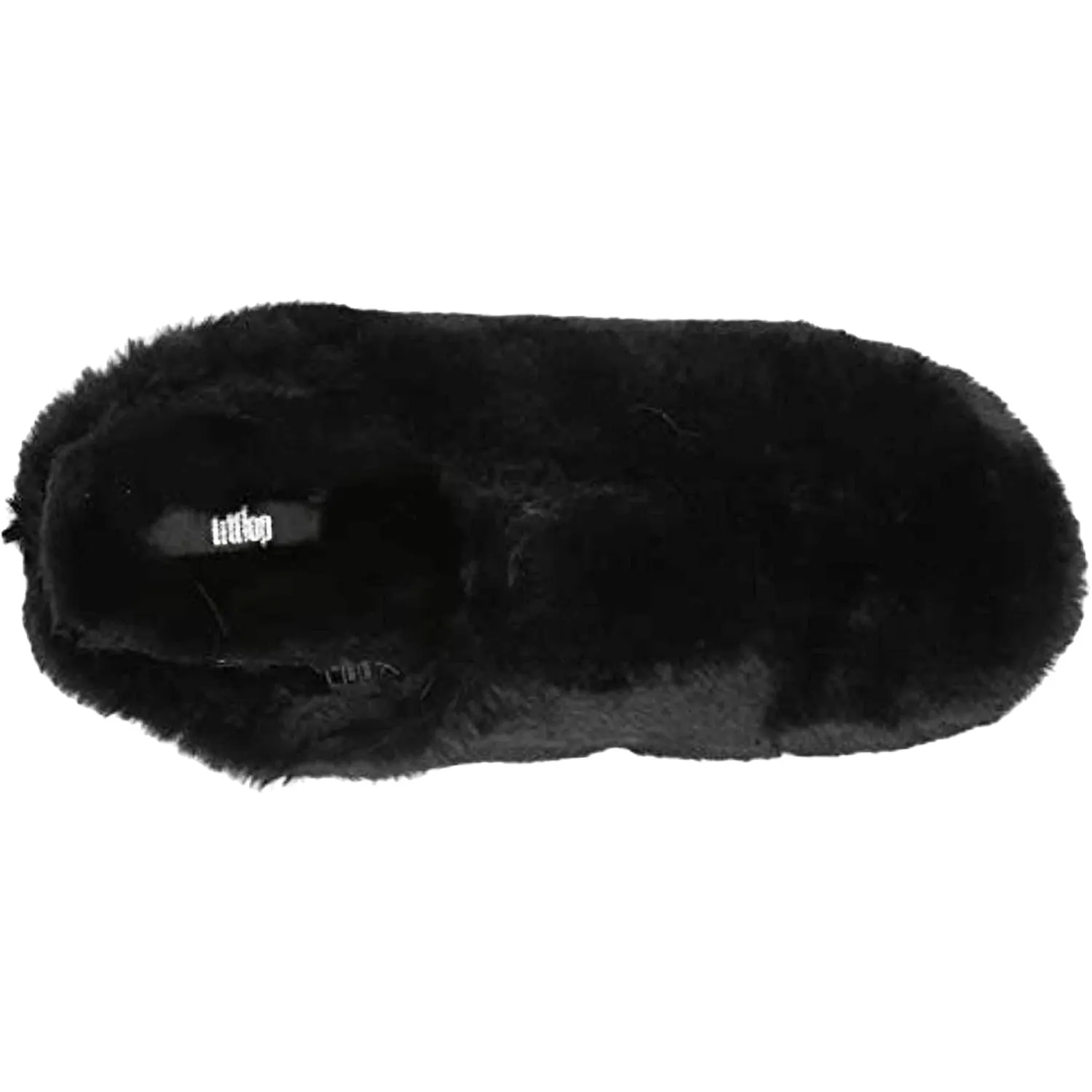 Women's Fit Flop Furry Slippers Black Faux Fur